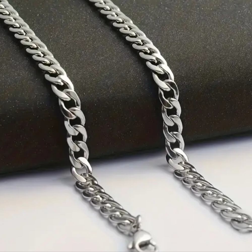 925 Sterling Silver Men's Chain Necklace And Bracelet
